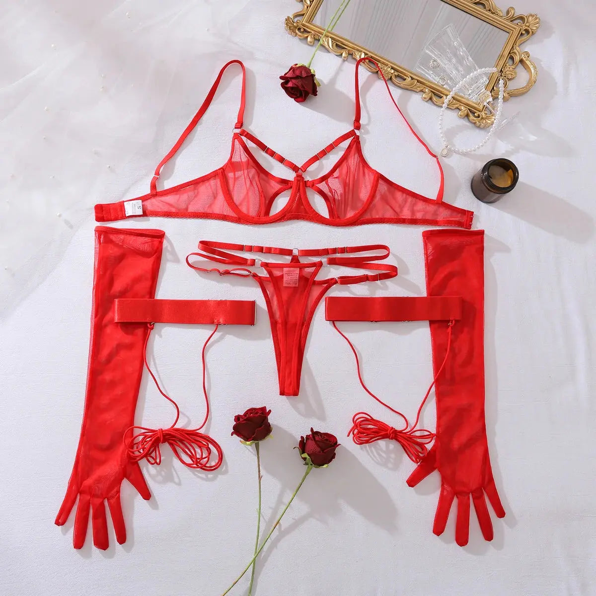 Sous-vêtements creux fantaisie, soutien-gorge ensemble maille Clickbing Market