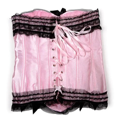 Satin surbuste Corset à lacets Corsets Bustiers haut grande taille blanc rouge noir rose Clickbing Market