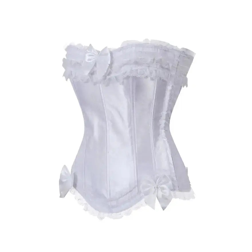Satin surbuste Corset à lacets Corsets Bustiers haut grande taille blanc rouge noir rose Clickbing Market