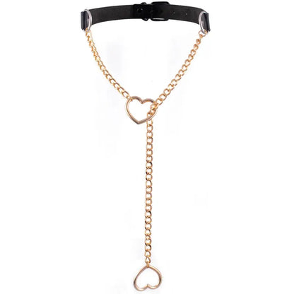 Collier chaîne en forme de cœur, ras du cou en cuir noir, accessoires, bijoux Clickbing Market