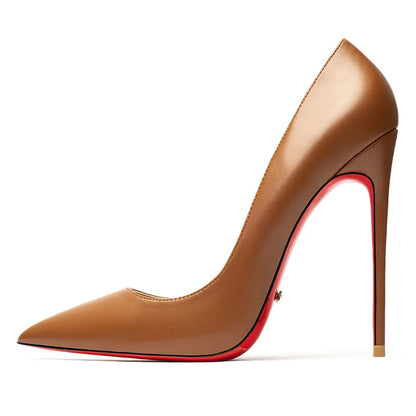 Escarpins à talons hauts de 12 cm noires et mates, à bout pointu