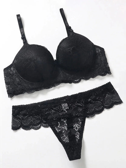 Ensemble de Lingerie en dentelle nuisette séduisante en maille soutien-gorge et culotte, ensemble de 2 pièces avec porte-jarretelles Clickbing Market