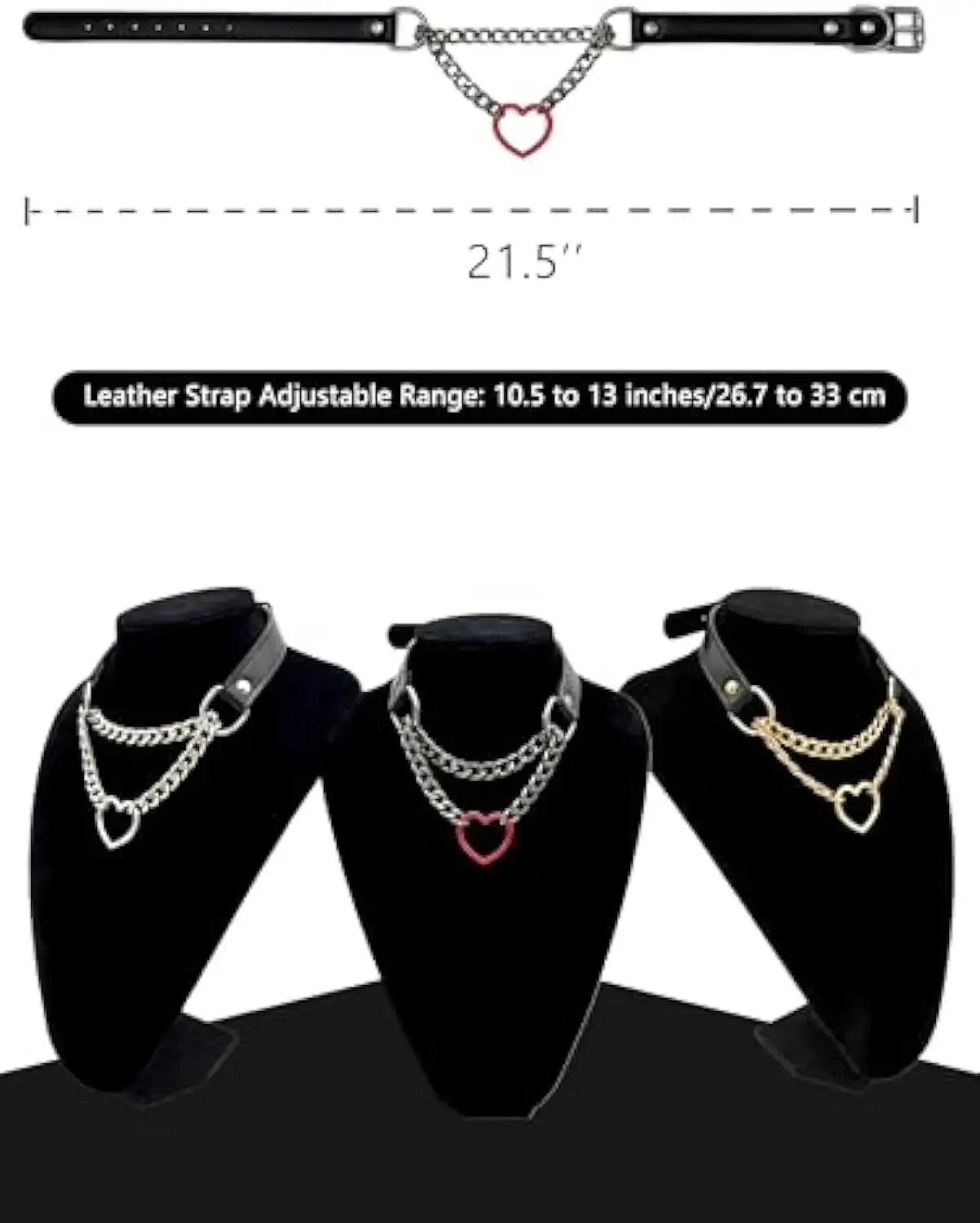 Collier ras du cou, joint torique chaîne coulissante en cuir Clickbing Market