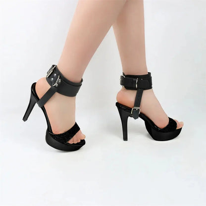 Ceinture de cheville noire, chaîne et boucle, Clickbing Market