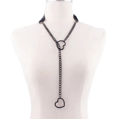 Collier chaîne en forme de cœur, ras du cou en cuir noir, accessoires, bijoux Clickbing Market