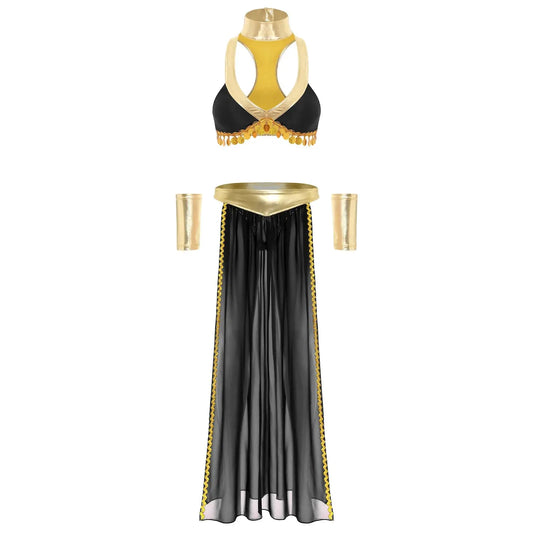 Cleopâtre reine égyptienne ancienne, haut court avec jupe, poignets ras du cou Clickbing Market