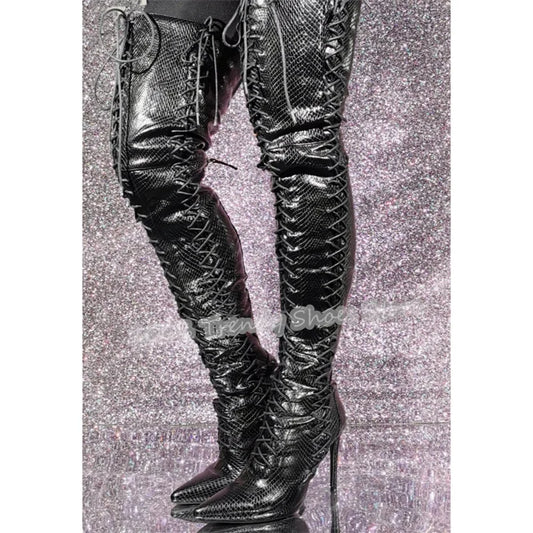 Bottes sexy à talons hauts et bout pointu