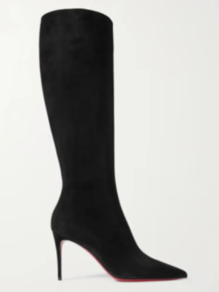 Bottes fines à talons hauts avec fermeture éclair latérale