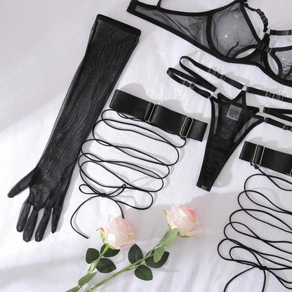 Sous-vêtements creux fantaisie, soutien-gorge ensemble maille Clickbing Market