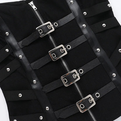 Corset sans bretelles en cuir style gothique