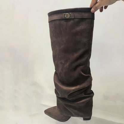 Bottes hautes à talons hauts et épais