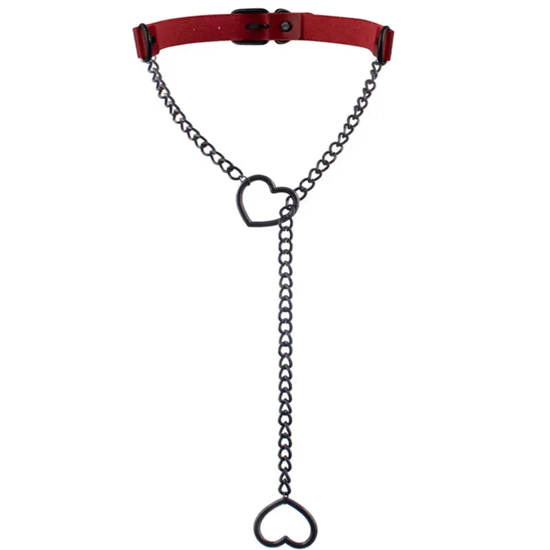 Collier chaîne en forme de cœur, ras du cou en cuir noir, accessoires, bijoux Clickbing Market