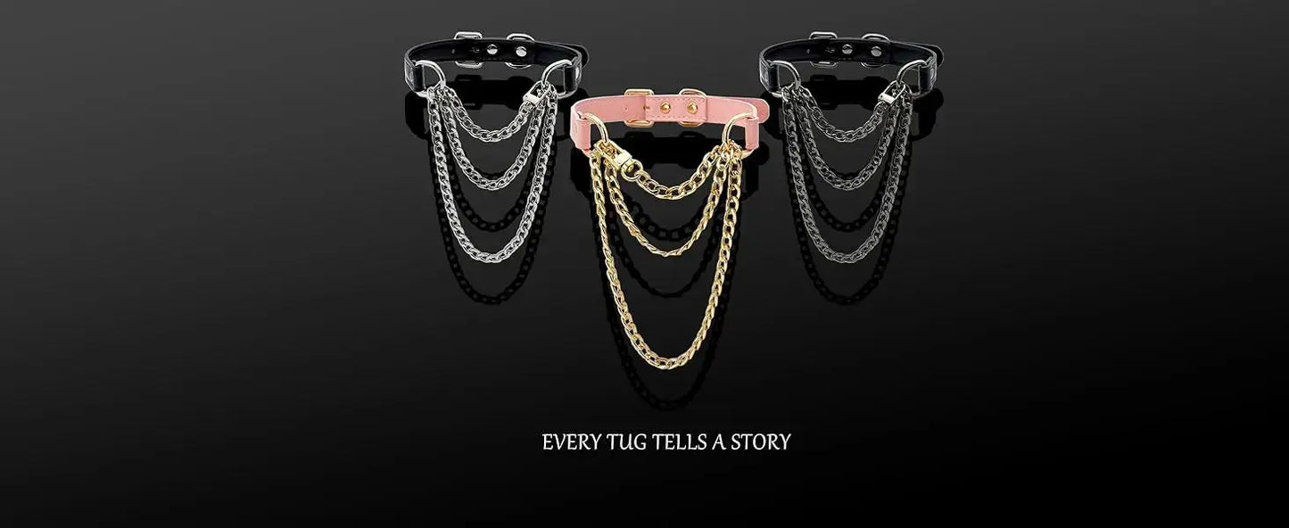 Collier ras du cou, joint torique chaîne coulissante en cuir Clickbing Market