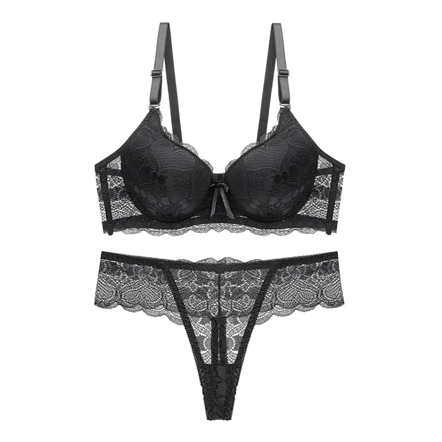 Ensemble de Lingerie en dentelle nuisette séduisante en maille soutien-gorge et culotte, ensemble de 2 pièces avec porte-jarretelles Clickbing Market