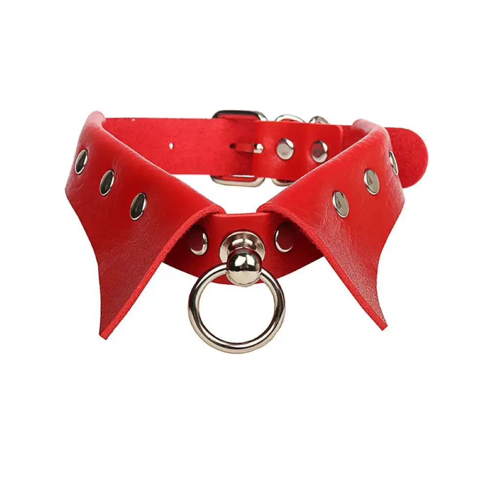 Collier Ras du Cou en Cuir Vintage Anneau Rond, Pendentif Clickbing Market