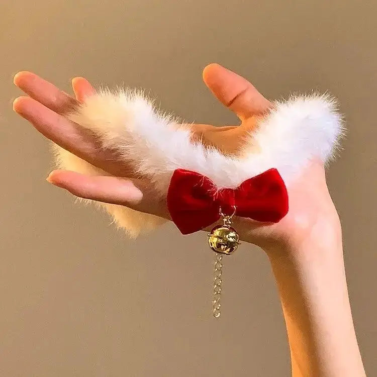 Collier en peluche avec nœud papillon rouge, ras du cou atmosphérique, chaîne de clavicule de Niche Clickbing Market