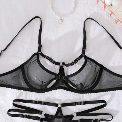 Sous-vêtements creux fantaisie, soutien-gorge ensemble maille Clickbing Market