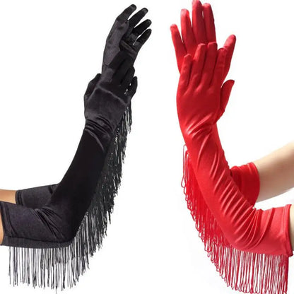 Gants, nœud floqué, châle en dentelle
