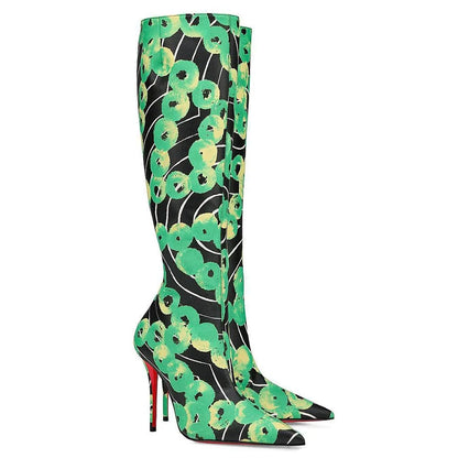 Bottes fines à talons hauts avec fermeture éclair latérale