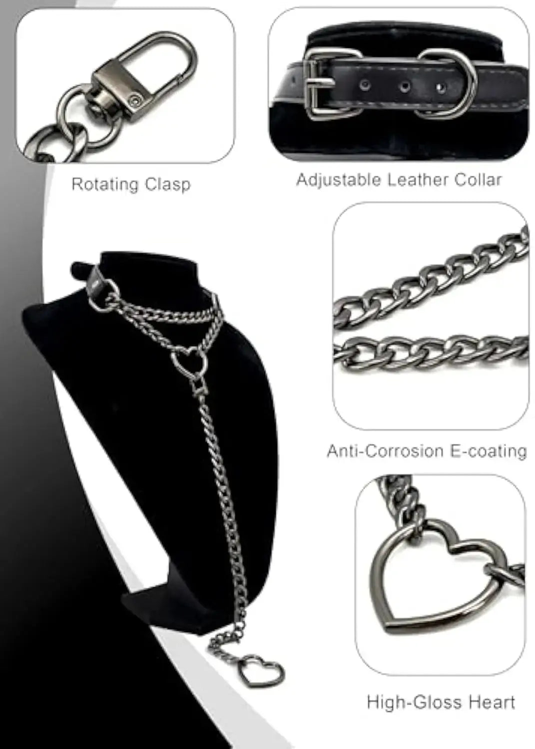 Collier ras du cou, joint torique chaîne coulissante en cuir Clickbing Market