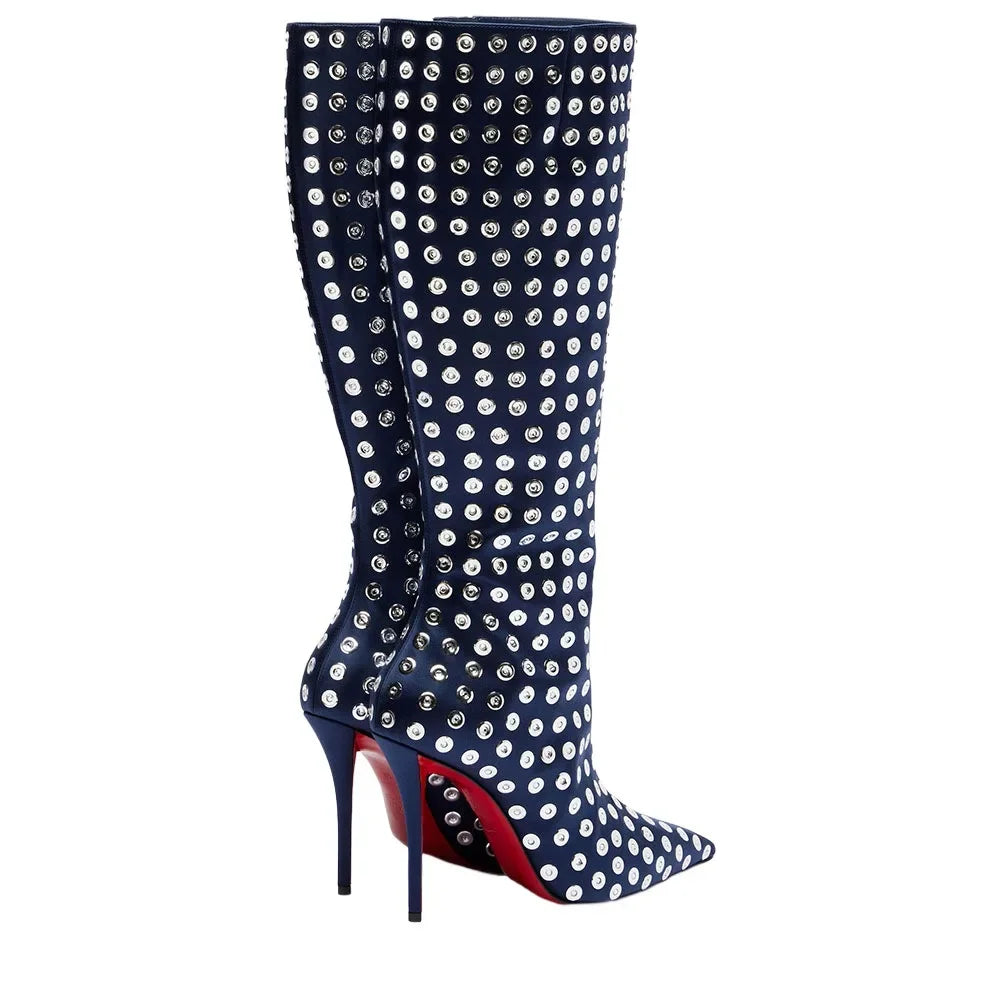 Bottes fines à talons hauts avec fermeture éclair latérale