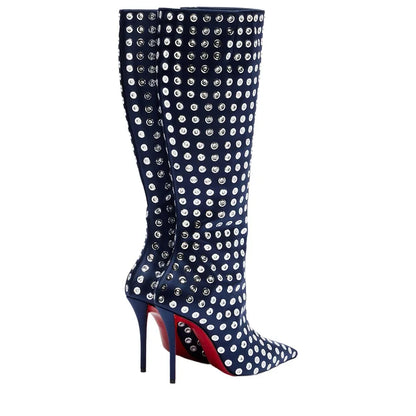 Bottes fines à talons hauts avec fermeture éclair latérale