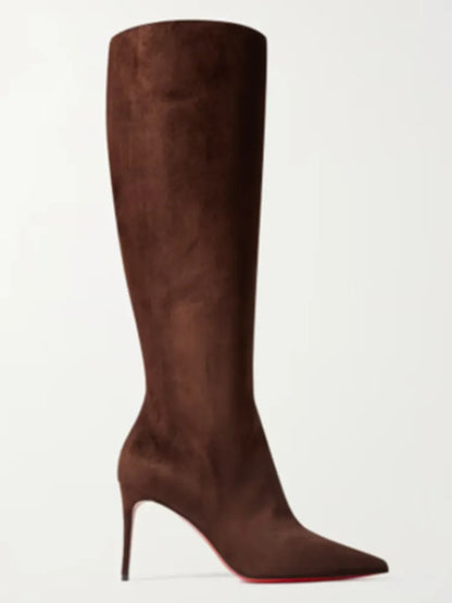 Bottes fines à talons hauts avec fermeture éclair latérale
