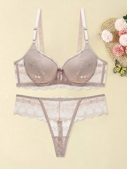 Ensemble de Lingerie en dentelle nuisette séduisante en maille soutien-gorge et culotte, ensemble de 2 pièces avec porte-jarretelles Clickbing Market
