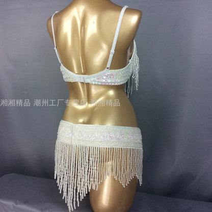 Costume 2 pièces ensemble soutien-gorge ceinture