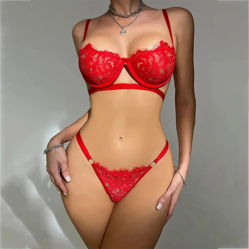 Lingerie sexy, sous-vêtements en dentelle, ensembles de culottes brodées dégradées, kit de soutien-gorge délicat Clickbing Market