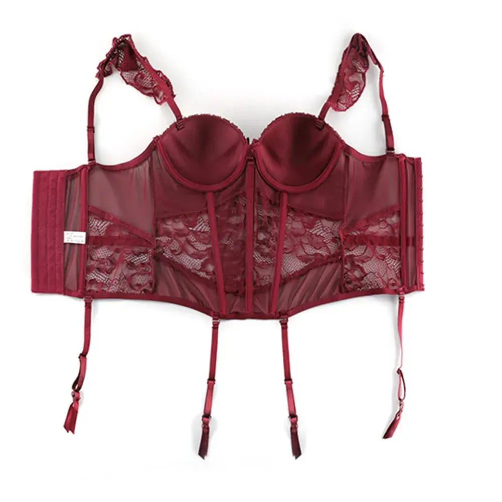 Sexy dentelle Corset corps Shapewear  avec bretelles bas tour de cou 4 pièces corps Clickbing Market