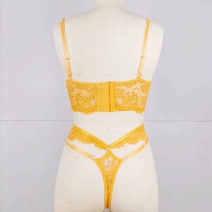 Lingerie sangle à armatures dentelle soutien-gorge Sexy perlé 3D fleur évider transparent à lacets Clickbing Market