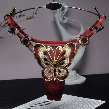 Culotte taille basse en dentelle papillon, string sexy, maille transparente Clickbing Market