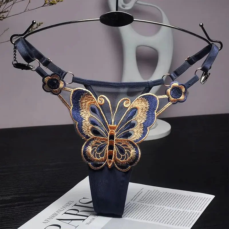Culotte taille basse en dentelle papillon, string sexy, maille transparente Clickbing Market