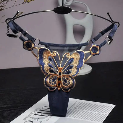 Culotte taille basse en dentelle papillon, string sexy, maille transparente Clickbing Market