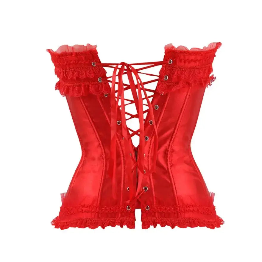 Satin surbuste Corset à lacets Corsets Bustiers haut grande taille blanc rouge noir rose Clickbing Market