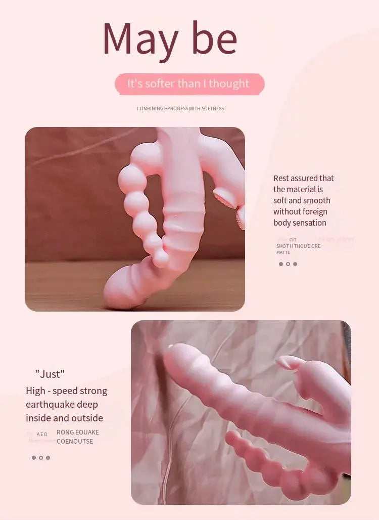 3 en 1 gode lapin vibrateur langue lécher Double tige masturbation anal clito Clickbing Market