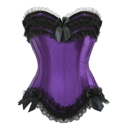 Satin surbuste Corset à lacets Corsets Bustiers haut grande taille blanc rouge noir rose Clickbing Market