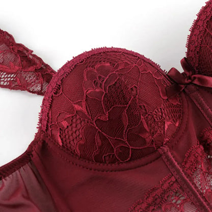 Sexy dentelle Corset corps Shapewear  avec bretelles bas tour de cou 4 pièces corps Clickbing Market