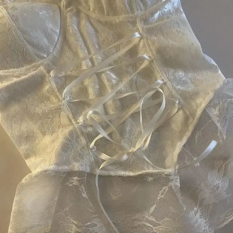 Corset dentelle bandage T-shirt camisole fronde débardeur mode gilet sans manches Clickbing Market