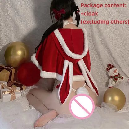 Ensemble de lingerie sexy rouge, lapin,soutien-gorge, culotte, peluche, col en V, Clickbing Market