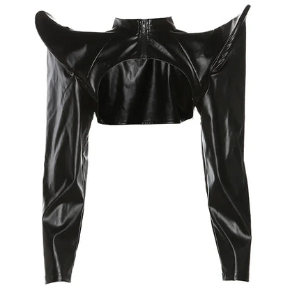 Vestes en cuir synthétique manches longues, fermeture éclair