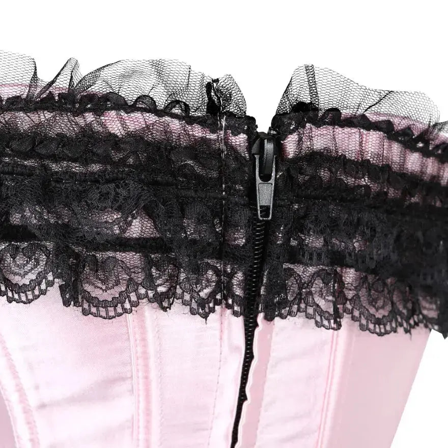 Satin surbuste Corset à lacets Corsets Bustiers haut grande taille blanc rouge noir rose Clickbing Market