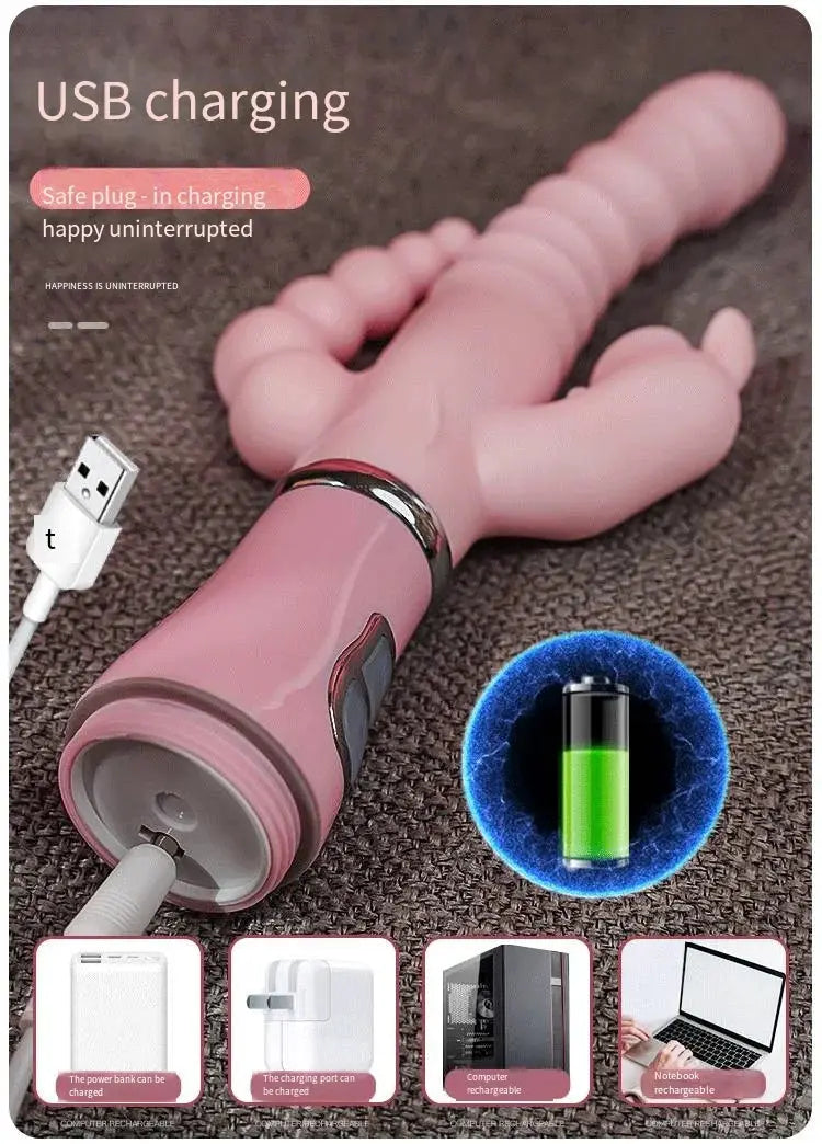 3 en 1 gode lapin vibrateur langue lécher Double tige masturbation anal clito Clickbing Market