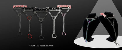 Collier ras du cou, joint torique chaîne coulissante en cuir Clickbing Market