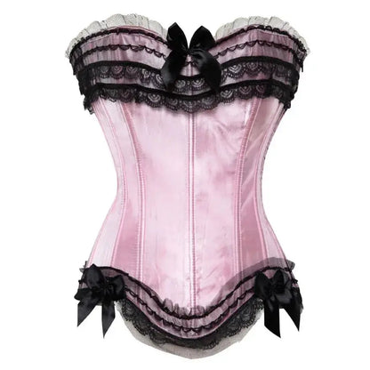 Satin surbuste Corset à lacets Corsets Bustiers haut grande taille blanc rouge noir rose Clickbing Market