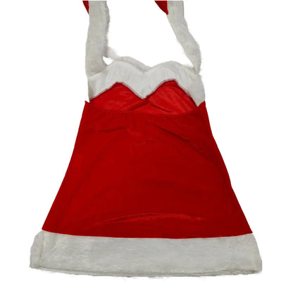 Robe de noël en velours Sexy, sans bretelles, avec capuche, chauffe-jambes, Costume rouge Clickbing Market