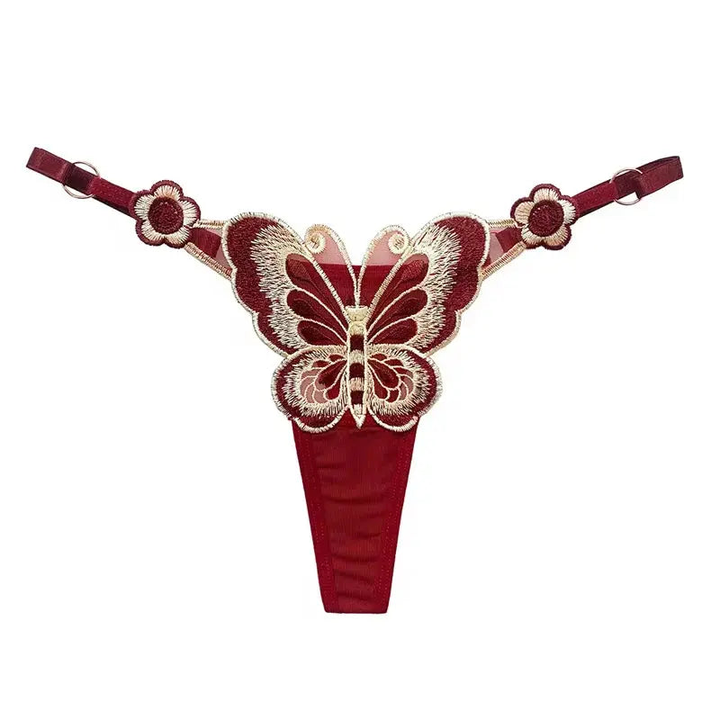 Culotte taille basse en dentelle papillon, string sexy, maille transparente Clickbing Market