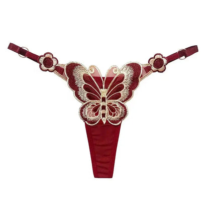 Culotte taille basse en dentelle papillon, string sexy, maille transparente Clickbing Market