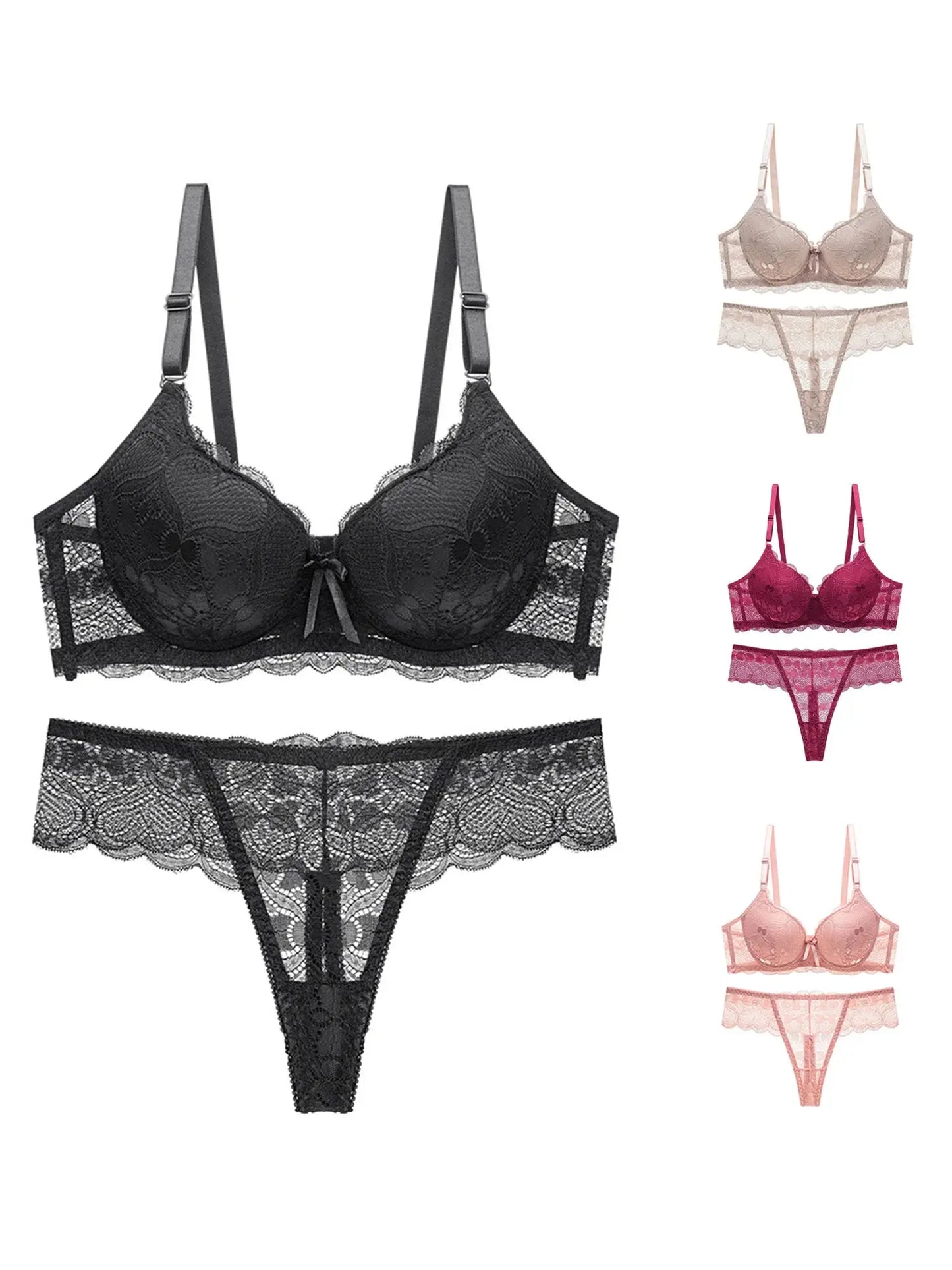 Ensemble de Lingerie en dentelle nuisette séduisante en maille soutien-gorge et culotte, ensemble de 2 pièces avec porte-jarretelles Clickbing Market